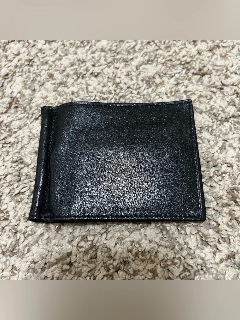 Christopher Hayes Men's Classic Black Leather Bifold Money Clip Wallet